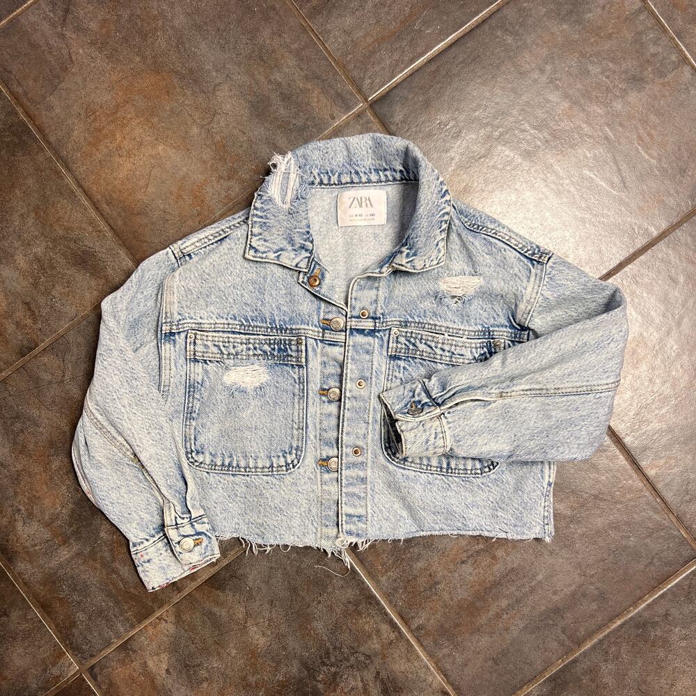 Zara girls cut off denim jacket size 9/10